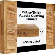 Extra Large Acacia Wood Cutting Board - Large Wooden Cutting Board for Kitche... - £76.86 GBP