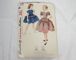 1951 Simplicity Printed Pattern 3786 Girls One Piece Dress Size 10 - $17.32