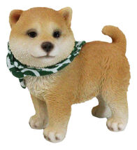 Miniature Lifelike Adorable Japanese Shiba Inu Puppy Dog with Scarf Figu... - $17.99