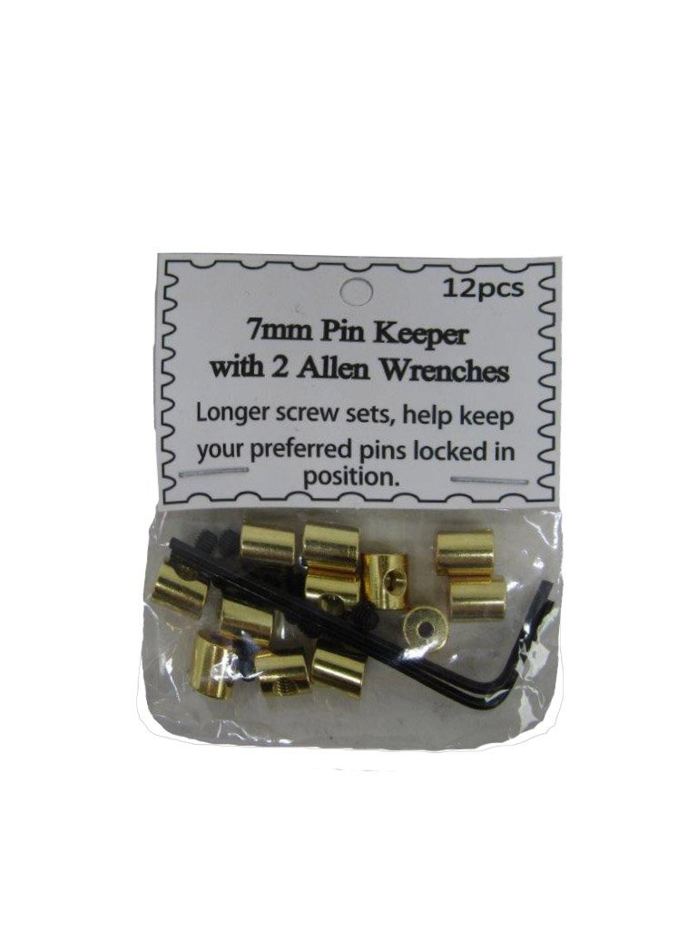 (12 Pieces) 7mm Gold Pin Keepers w/ Allen Wrenches (backs Locks Locking) - $2.78