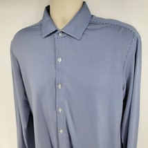 Mizzen + Main Long Sleeve Button Men&#39;s Blue Microcheck Shirt Size M Trim Fit - £21.81 GBP