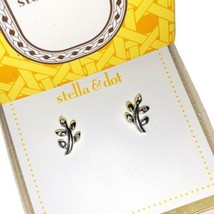 Laurel Leaves Silver Stud Earrings Small Minimalistic Stella &amp; Dot - £14.87 GBP