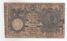 Italy, 5 Lire, 1904, Treasury Bigilietti Stato, P23, VF - $27.72