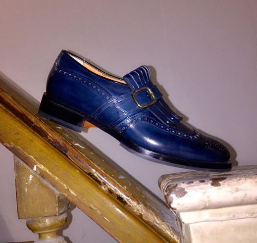 NEW Handmade Blue color leather shoes, men shoes