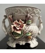 Vintage Large Italian Capodimonte Ceramin Flower Double Handle urn/ Vase - $545.71 CAD