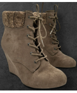 Charlotte Russe Wedge Knit Collar Brown Booties Women's size 6 - $19.47