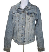 Levis Denim Jean Jacket Womens Small Light Blue Wash Trucker Western Red... - $29.69