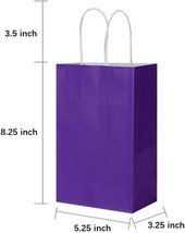 100 Pcs PURPLE 5.25x3.25x8.25 Small Gift Bags with Handles, Birthday Gif... - £27.41 GBP