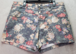 FOREVER 21 Shorts Womens Size 18W Gray Multi Floral Cotton Flat Front Button Fly - £14.48 GBP