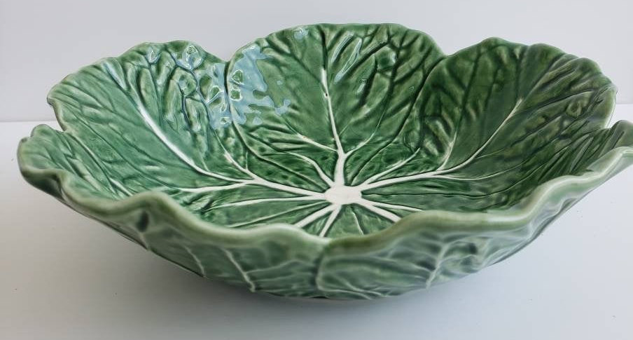 Vintage Bordallo Pinheiro 11" Green Color Cabbage Style Extra Large Dinner Table Item image 5