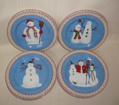 Sakura SNOWMAN Christmas Salad Plates 8 1/4&quot; by Debbie Mumm  Lot of 8 Plates - £23.34 GBP