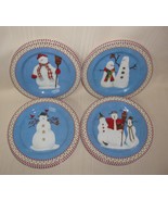 Sakura SNOWMAN Christmas Salad Plates 8 1/4&quot; by Debbie Mumm  Lot of 8 Pl... - $556.56 MXN