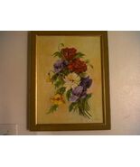 Original painting Flowers Lucy Trauth listed Santa Monica artist 14x18 '70 - $195.00