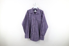 Vtg 90s Wrangler Western Mens L Rodeo Snap Button Collared Shirt Purple Plaid - £31.10 GBP