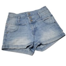 Tinseltown Women&#39;s Denim Jean Shorts 0 Light Blue Dirty Wash Booty Stretch - £8.83 GBP