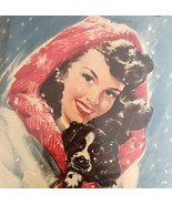 Gorgeous Woman With Spaniel Puppy Dog 1947 Lithograph Art Print Connolly... - $67.90 CAD
