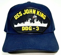 USS JOHN KING DDG-3 Patch Hat Baseball Cap Adjustable Navy Blue 100% Acr... - $12.86