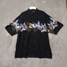Puritan Mens Graphic Print Shirt Size XL Black Geometric with Floral &amp; Ruins - £11.61 GBP