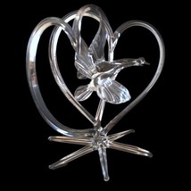 Michael Dorofee Art Glass Sculpture Cake Topper Flying Swans Double Hearts 1987 - £231.96 GBP