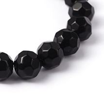 20 Black Glass Beads Faceted Round 10mm Jewelry Making Supplies Lot  - $4.63