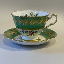 Paragon By Appointment To Her Majesty The Queen Green Gold Floral Teacup... - $65.00