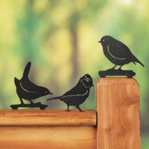 Set of 3 Bird Statues Fence Deck or Tree Stump Toppers Yard Garden Outdo... - $12.86