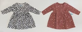 NEW (2) Baby Infant Girls Long Sleeves Dresses Outfit Leopard Stars 3 Mo... - $12.00
