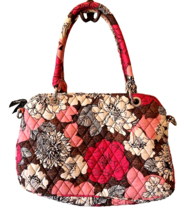 Vera Bradley Mocha Rouge Purse Brown Pink White Floral Handbag Quilted Z... - €20,23 EUR