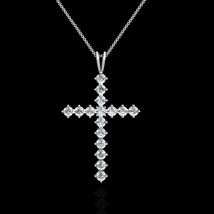 1CT Round Cut Created Diamond Cross Pendant 14K White Gold Charm Brilliant VVS1 - £134.51 GBP