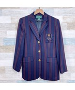 LRL Ralph Lauren Wool Tweed Blazer Blue Striped Bullion Crest VTG USA Wo... - £100.78 GBP