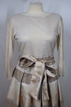 Sara Campbell 8 Gold Stripe Skirt Wrap Tie Bow Fit &amp; Flare Dress USA - $91.20