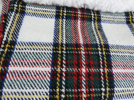 Plaid Christmas Stocking Wondershop 18&quot; long lined Faux fur cuff blended fabric - £8.67 GBP