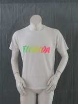 Vintage Graphic T-shirt - Flordia Neon Block Script On White - Men&#39;s Large - £30.50 GBP