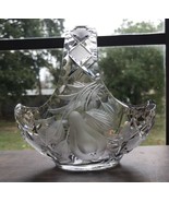 American Brilliant Period Clear Cut Crystal Basket Rare Engraved Pear Fr... - $33.85 CAD