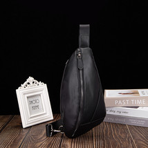 Men&#39;s Chest Bag Crossbody Bag Trendy Shoulder Bag Leather Casual Crossbo... - £22.03 GBP