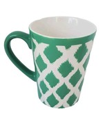 SCM Home 16oz Mug Coffee Cup Tea Green White Stoneware Diamond Pattern G... - $18.37