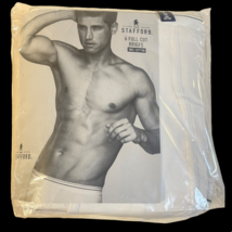 Stafford 5 Pack Men&#39;s Size 56 100% Cotton Full Cut White Briefs New Open... - £16.95 GBP