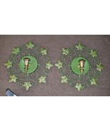 Set of 2 Vintage 1959 MCM Wall Sconces Plastic Cream w/ Gold Leaves Evan... - $57.71 CAD