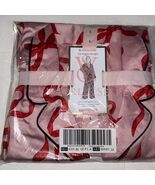New Victoria's Secret Satin Pajama Set Chalk Rose Bows Pink Red Bows Size L - $1,621.41 MXN
