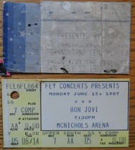 Bon Jovi 2 Vintage Ticket Stubs 1987 Toronto CNE Grandstand McNichol&#39;s Arena Fey - £11.72 GBP