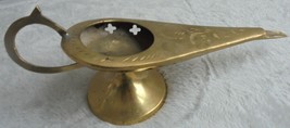 Vintage Brass Incense Burner Genie Aladdin Oil Lamp Etched Arabian India... - $14.73
