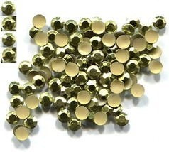 3mm Peridot Rhinestuds Faceted Metal Hot Fix 2 Gross 288 Pieces - $5.79