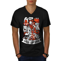 Cute Monster Shirt Orek Cartoon Men V-Neck T-shirt - £10.27 GBP