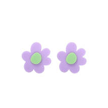 Lavender &amp; Green Floral Stud Earrings - £10.27 GBP