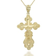 10K Solid Gold Orthodox Crucifix Pendant Necklace - Yellow, Rose, or White Gold - £210.93 GBP+