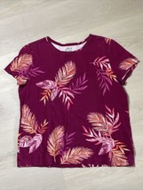 Croft Barrow Women’s Large Hawaiian Print Classic Tee Shirt Short Sleeve Purple - £6.36 GBP