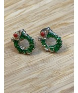 Vintage Christmas Holiday Xmas Wreath Earrings  Estate Jewelry Find KG JD - $16.13 CAD