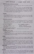 Vintage Michigan Consolidated Gas Company Gas Range Care &amp; Use Sheet - €2,61 EUR