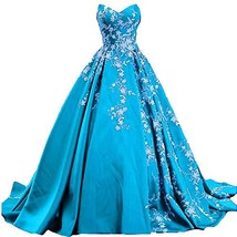 Plus Size White Lace Long Ball Gown Prom Evening Dresses Gothic Ice Blue US 20W - £145.49 GBP