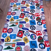 Vintage car logo duvet cover 48x75" BMW Volvo Jensen Maserati Ford Fiat ... - $50.00
